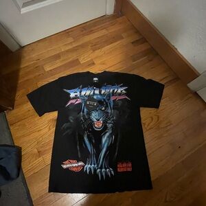 Black Graphic Tee with Panther Design